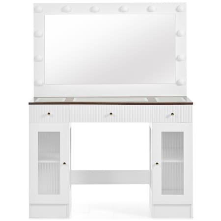Homeroots 43" White Wood Lighted Mirrored Dresser 691697