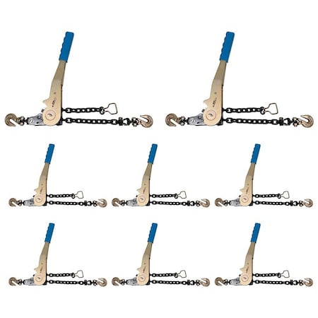 Mytee Products 1/4 in - 5/16 in Easy Ratchet Chain Binder w/ Grab Hooks & 2500 lbs WLL Load Binder, 8PK CB-AEZ14x8