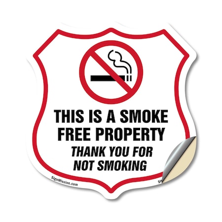 Signmission No Smoking Shield Sign This Is A Smoke F, 12 Inch X 12 Inch, Vinyl Decal SHI-D-12-402