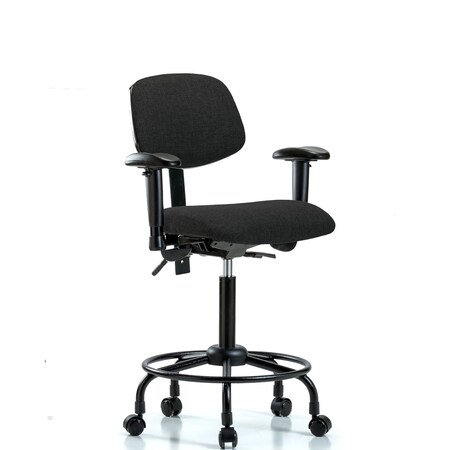 Blue Ridge Ergonomics Chair, Fab, Med Bench, RT Tilt AA Cast, Blk, 6-Way Adjustable, 24" to 31" Height, Black BR-FMBCH-RT-T1-A1-RC-F42