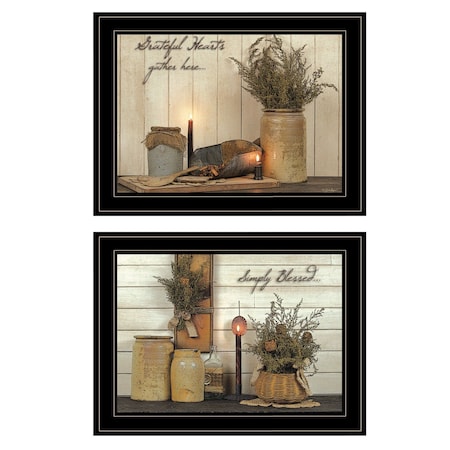 Homeroots Set Of Two Blessed Gathering 2 Black Framed Print Kitchen Wall Art, 2PK 407102