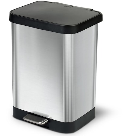 Bsl Titan Stainless Steel Step Trash Can 13 Gallon / 50L with Antimicrobial Lid GLD-74506