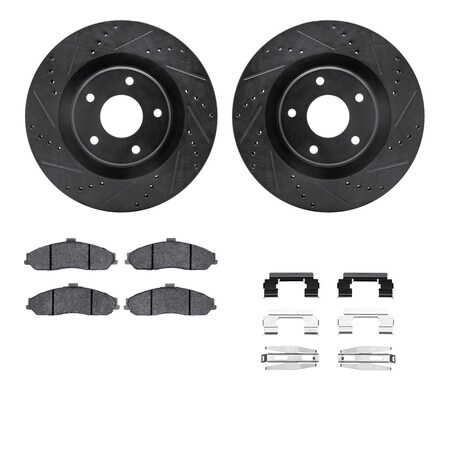 Dynamic Friction Co DFC Rotors-Drilled & Slotted-Black w/ EURO 5000 Ceramic Brake Pads Incl Hdw 8612-46007