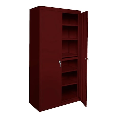 Steel Cabinets Usa Adjustable Storage Cabinet, 72 in H, 48 in W, 18 in D, Wine Red, 5 Shelves AAH-48RB-5-WR