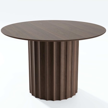 Homeroots 46" Brown Wood Pedestal Base Round Top Dining Table 720939