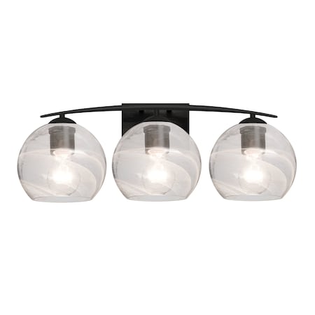 Besa Lighting Besa, Jilly Vanity, Vapor Clear, Black Finish, 3x60W E26 base 3WC-JILLYCL-BK