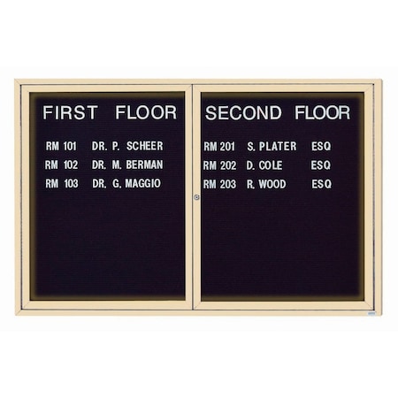 Aarco Illuminated Enclosed Letter Board Directory w/ Powder Coated Ivory Al Frame, 48''Hx72''W 2 Doors ADC4872IIV
