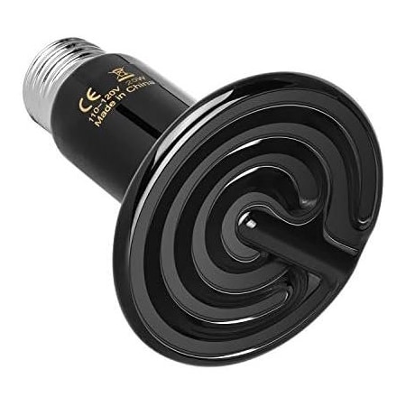 Simple Deluxe 25W Ceramic Heat Emitter Reptile Heat Lamp Bulb No Light Emitting Brooder Coop Heater, Black PTBULBINVISIBLE25