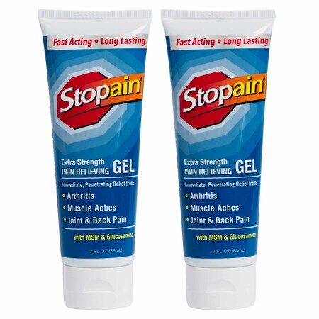 Stopain Extra Strength Topical Pain Relief, 8% Menthol, 3oz Gel Tube, 2PK 5-880-022