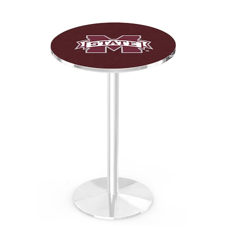 Holland Bar Stool Co 36" Chrome Mississippi State Pub Table, 36" dia. Top L214C3636MssStU