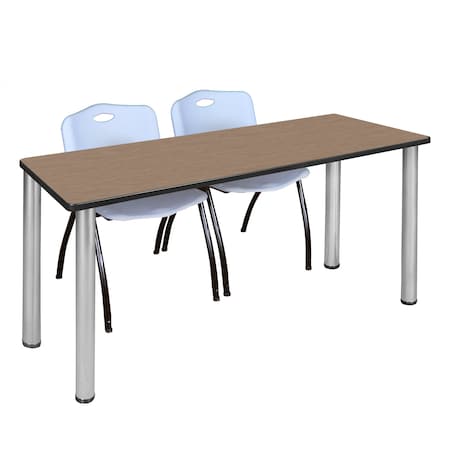 Regency Kee Training Table W/ 2 M Stack Chairs, 72 in W, 24 in L, Noble Oak MT7224NOBPCM47GY