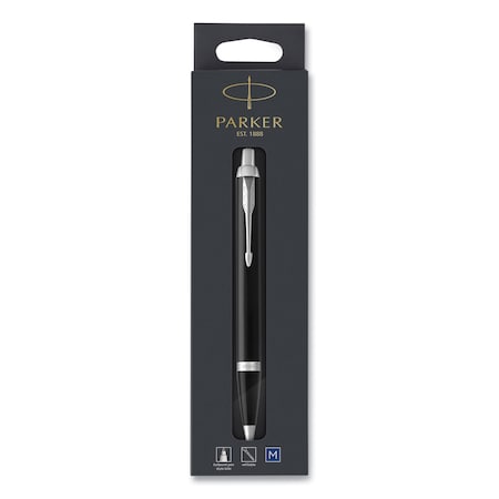 Parker IM Ballpoint Pen, Retractable, Medium 0.7 mm, Blue Ink, Black/Chrome Barrel 1975554