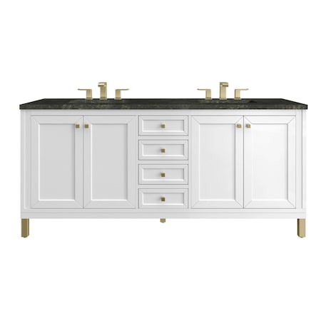 James Martin Vanities Chicago 72" Double Vanity, Glossy White, w/ 3 CM Phantome Eclos Top 503-V72-GW-3PHT