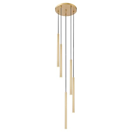 Z-Lite Forest 5 Light Chandelier, Modern Gold, 12 In W x 23.75 In H 919MP24-5R-MGLD-LED