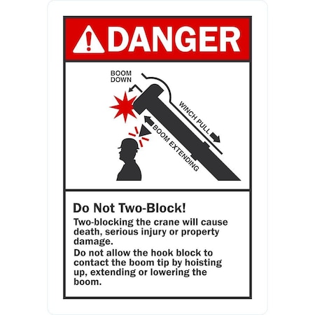 Lyle Danger Do Not Two-Block Could Cause Injury, 3.5x5, Non-Reflective, White G-14641-ND_3.5x5
