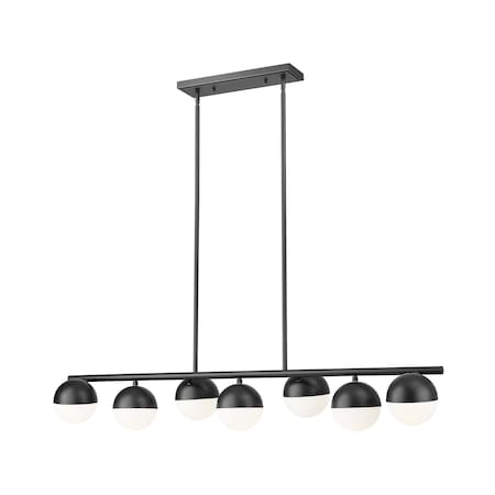 Z-Lite Realm Sphere 7 Light Linear Chandelier, Matte Black, 54 In W 7517-7L-MB