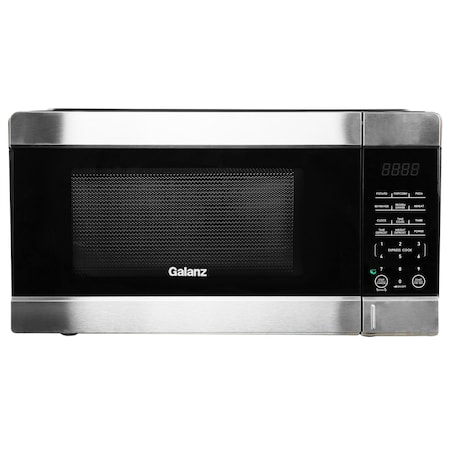 Galanz 1.1 cu ft 1000W Countertop Microwave Oven in Stainless Steel Black with Express Cooking GLCMWP11S2-10