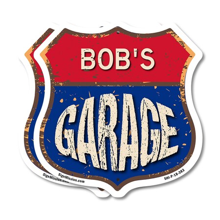 Signmission Bob's Garage, 18 inch X 18 inch, Plastic Sign, 2PK SHI-P-2PACK-18-383-BOB