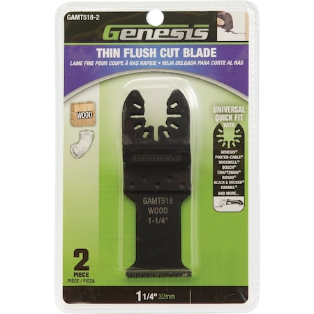 Genesis 1-3/16'' HCS Thin Flush Cut Oscillating Blade, 2PK GAMT518-2