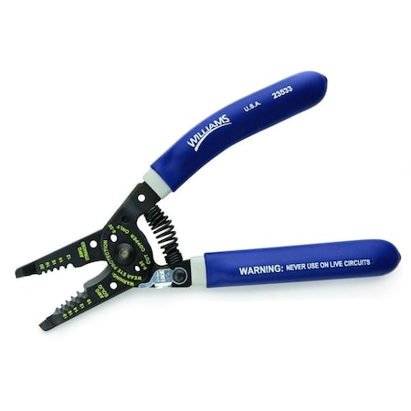 Williams FRONT END SUPER DUTY WIRE STRIPPER WITH BOLT CUTTERS, 18 TO 10 AWG SOLID WIRE, 20 JHW23533