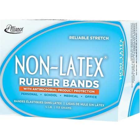 Non-Latex Alliance Rubber 42199 Rubber Bands with Antimicrobial Protection Size 19, Cyan ALL42199