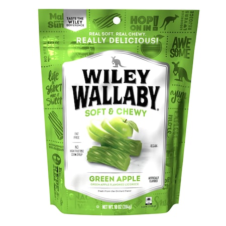 Wiley Wallaby Green Apple Liquorice 10 oz., PK10 121112