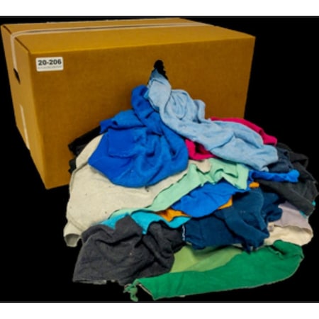 Absorbents Midwest Recycled White T-shirt Rags, 10LB Box 30-550-C