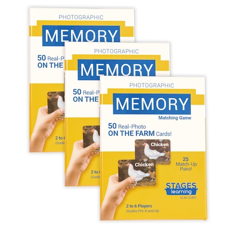 Stages Learning Materials Photographic Memory Matching Game, On the Farm, 3PK SLM-224