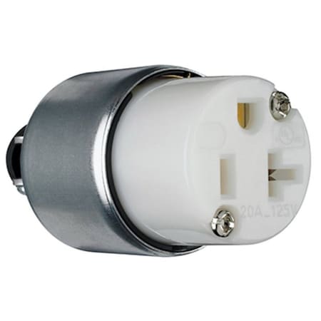 Legrand Straight Blade Connector, 5-20R, 20 A, 125V AC, 2 Pole, 3 Wire, White PS520CACC20