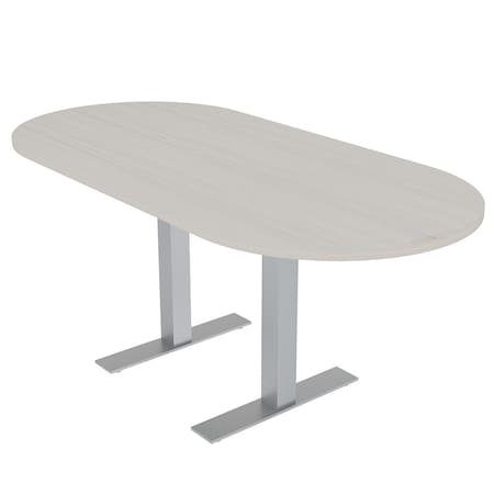 Skutchi Designs 6ft Conference Table With Power Unit | 6 Person Modular Racetrack Meeting Table | Harmony Series HAR-RAC-36X72-T-K458-NA