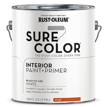 Sure Color Gal Rust-Oleum White Interior Paint + Primer, Flat 380215