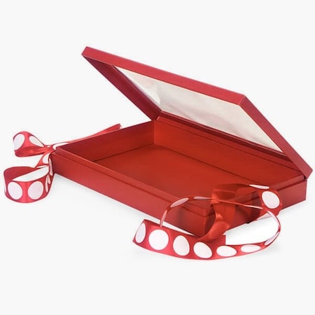 Nashville Wraps Solid Red Window Box with Ribbon, Single Layer 10x6x1.5, 12PK BFB8RE