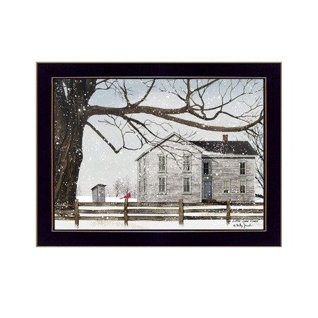 Homeroots A Little Snow House 1 Black Framed Print Wall Art 416088