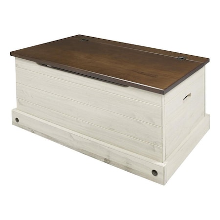 Muebles 35.43 x 17.52 x 18.9 in. Cottage Series Wood Storage Trunk, Distressed White MU3322195