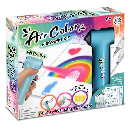 Tpg Creations Aircolor Airbrush Kit with Markers & Stencils 490
