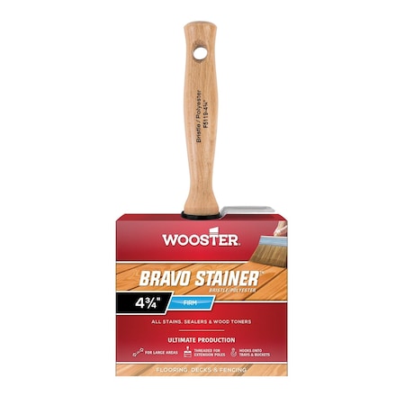 Wooster 4-3/4" Flat Sash Firm, Polyester Bristle, Paint Brush, Threaded Hardwood Handle F5119-4 3/4