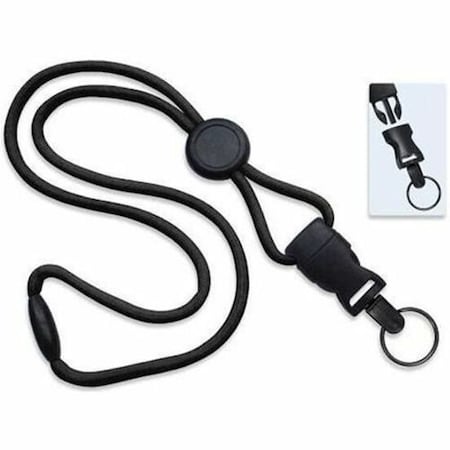 Brady LANYARD STANDARD, BLACK, 1/4in, POLYPROPYLENE ROUND MATERIAL, ROUND SLIDER, NEW DTACH SPLIT RING 2135-4613