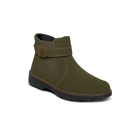 Orthofeet Scarlett Women Chelsea Boot, Olive, Size 9 93002