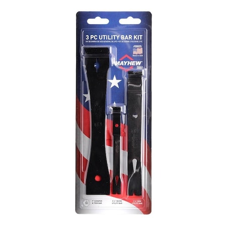 Mayhew Utility Flat Bar Kit, 3-Piece, Steel, Black-Oxide 98605