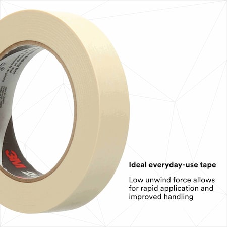 3M Masking Tape, 24 mm W x 55 m L, 4.4 mil Thick, Tan, Rubber Adhesive, 36 PK 201+