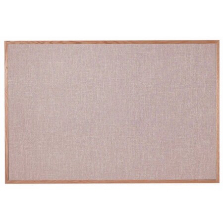 Aarco Designer Fabric Bulletin Board w/ an Oak Frame, Frame: Clear Lacquer, Board: Quartz 48''Hx72''W OF4872005