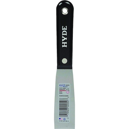 Hyde Black  Silver 0 Putty Knife, 114 in W Blade, HCS Blade, Nylon Handle 2050