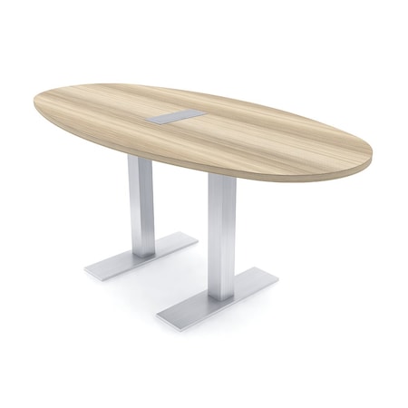 Skutchi Designs 6ft Boval Conference Table With Power | Harmony Series | 6 Person Meeting Room Table HAR-BOVL-36X72-T-K525-ESIL