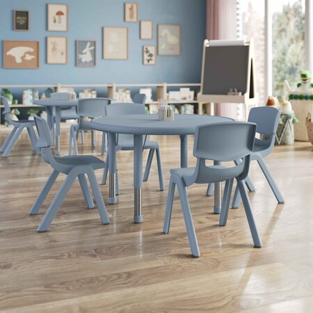 Flash Furniture 5 PC Plastic Activity Table and 4 Chairs Set, 10.5 in Seat Height-Dusty Blue YU-YCX-0073-2-ROUND-TBL-DSTYBL-E-GG