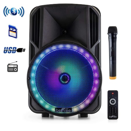 Befree Sound 12 Inch Bluetooth Rechargeable Portable PA Party Speaker with Reactive LED Lights BFS-1212