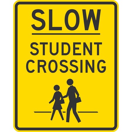 Lyle Slow (Underlined) Student Crossing (With Symbol), 24x30, High Intensity Prismatic, Yellow G-14200-HI_24x30