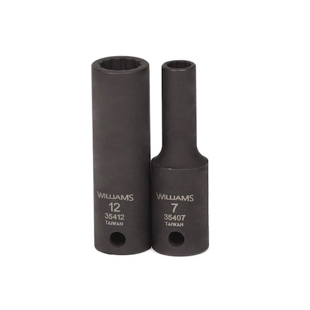 Williams 3/8" Drive Impact Socket Black Industrial, Deep 3/8" D, 10mm 12Pt JHW35410