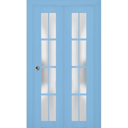Sartodoors Sliding Closet Bi-fold Doors Solid Core Modern Interior VEREGIO7412BF-AQU-84 x 84 (2* 42x84)