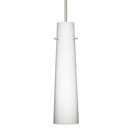 Besa Lighting Camino Cord Pendant, Opal Matte, Satin Nickel Finish, 1x5W LED 1BT-567407-LED-SN