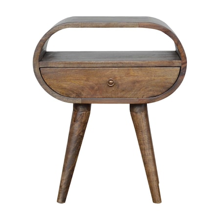 Homeroots 21" Brown Solid Wood Round One Drawer Nightstand 651857